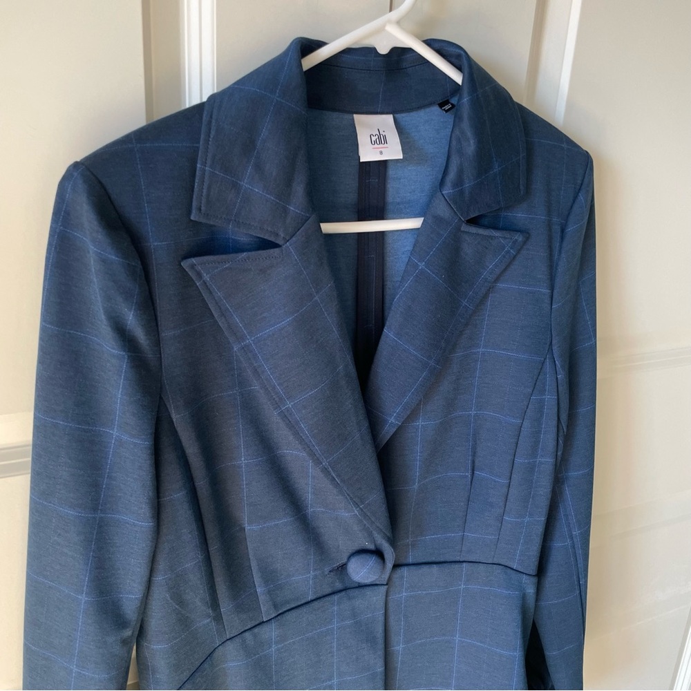 CAbi Sunset Kiss Windowpane Plaid Blue Blazer 5475 Size 8 - Picture 6 of 14